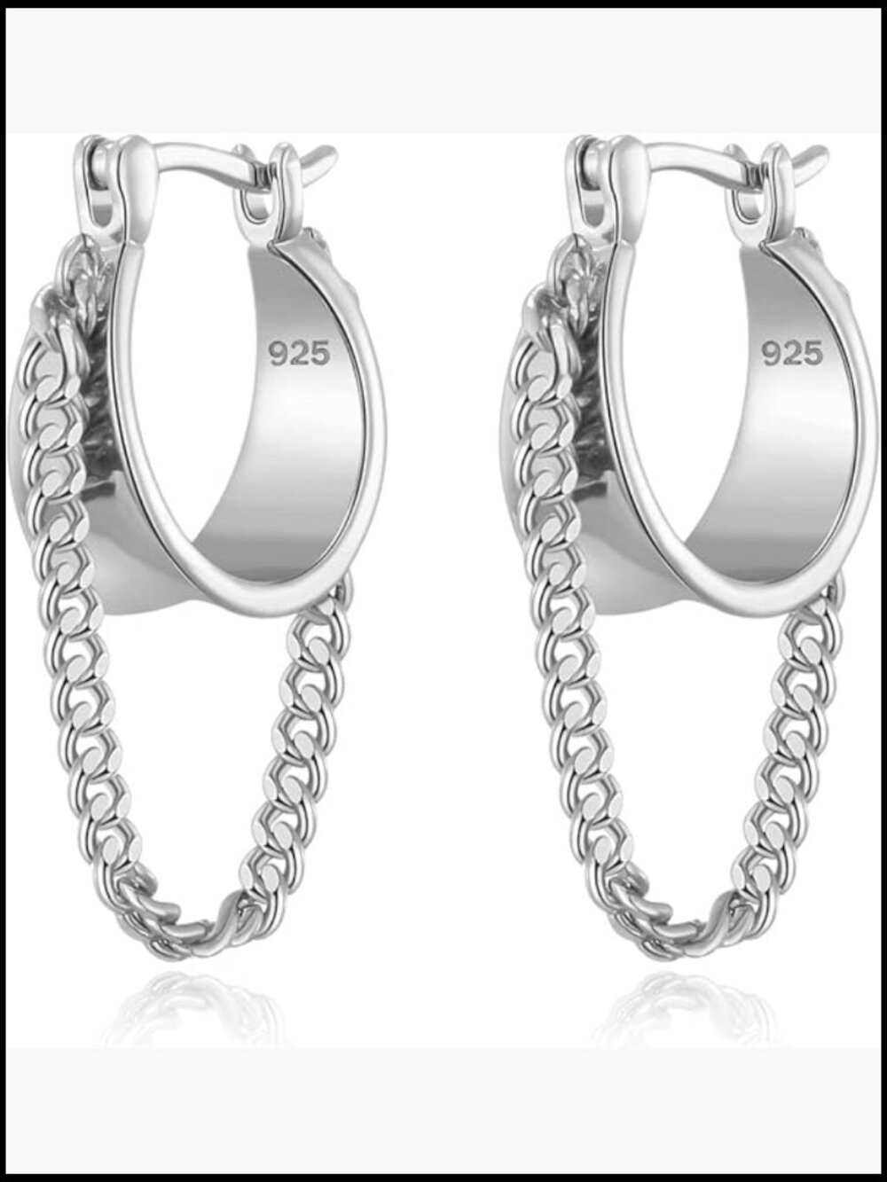Trendy Chain Tassel Dangle Earrings 925 Sterling Silver Post Hypoallergenic Gift - Picture 1 of 7